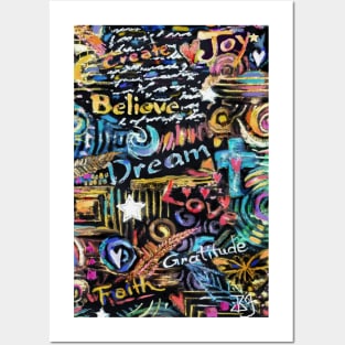 Colorful Affirmation Abstract Pattern - Believe, Dream, Faith, Love. . . Posters and Art